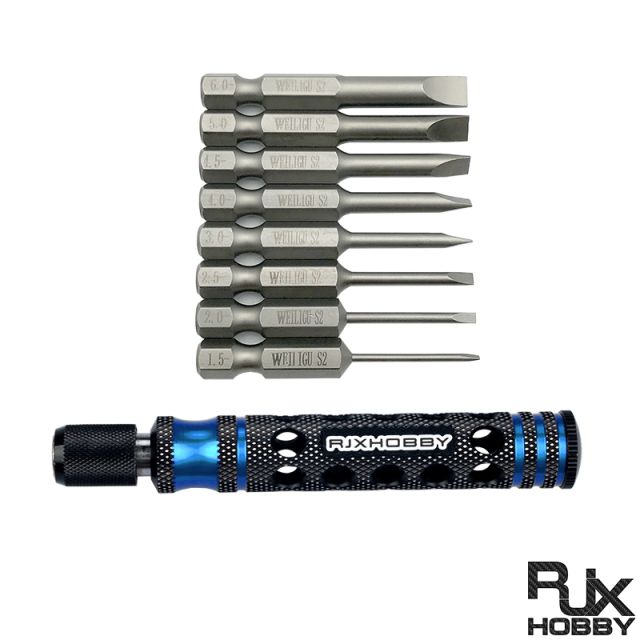 RJX - RJX 8pcs 1/4 Inch 6.35mm Length 50mm 1.5 / 2.0 / 2.5 / 3.0 / 4.0 / 4.5 / 5.0 /6.0mm Flat Head Screw driver