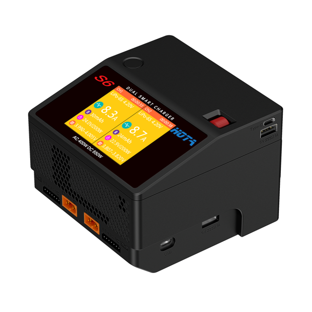 HOTA S6 AC 400W DC 325W*2 15A*2 Dual Channel Lipo Charger for 1-6S LiHv/LiPo/LiFe/Lilon Battery