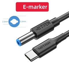 USB Type C to DC 5.5mm x 2.5mm Power Cable - PD to DC 12V, E-mark, work with PD Charger and PD Power bank.