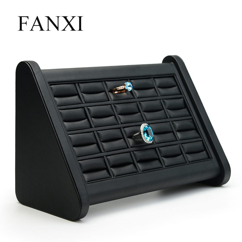 FANXI PU03501 High-end luxury PU leather ring display stand jewelry display stand for rings