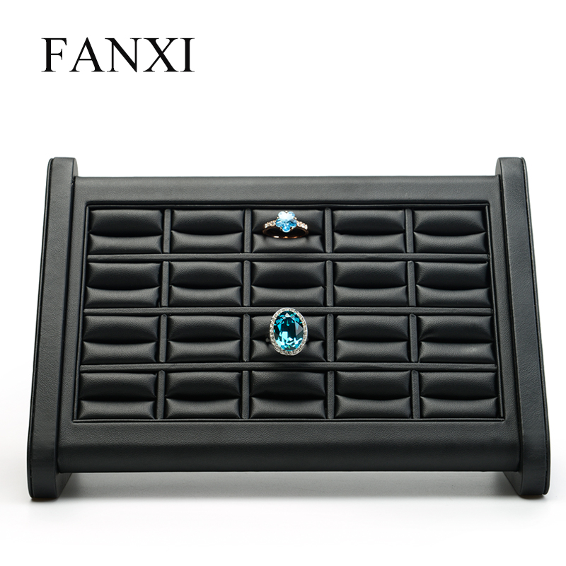 FANXI PU03501 High-end luxury PU leather ring display stand jewelry display stand for rings