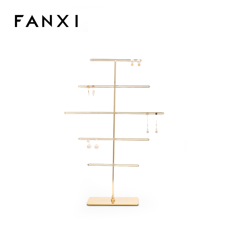 FANXI New arrival elegant design golden metal display rack for earrings