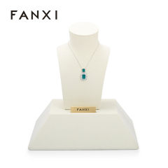FANXI PU10302 luxury Unique Beige Microfiber Jewelry display portrait base necklace busts base