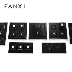FANXI JS098 Luxury jewelry Window display set earrings necklace watch display props Brown Microfiber metal Jewelry Display Stand