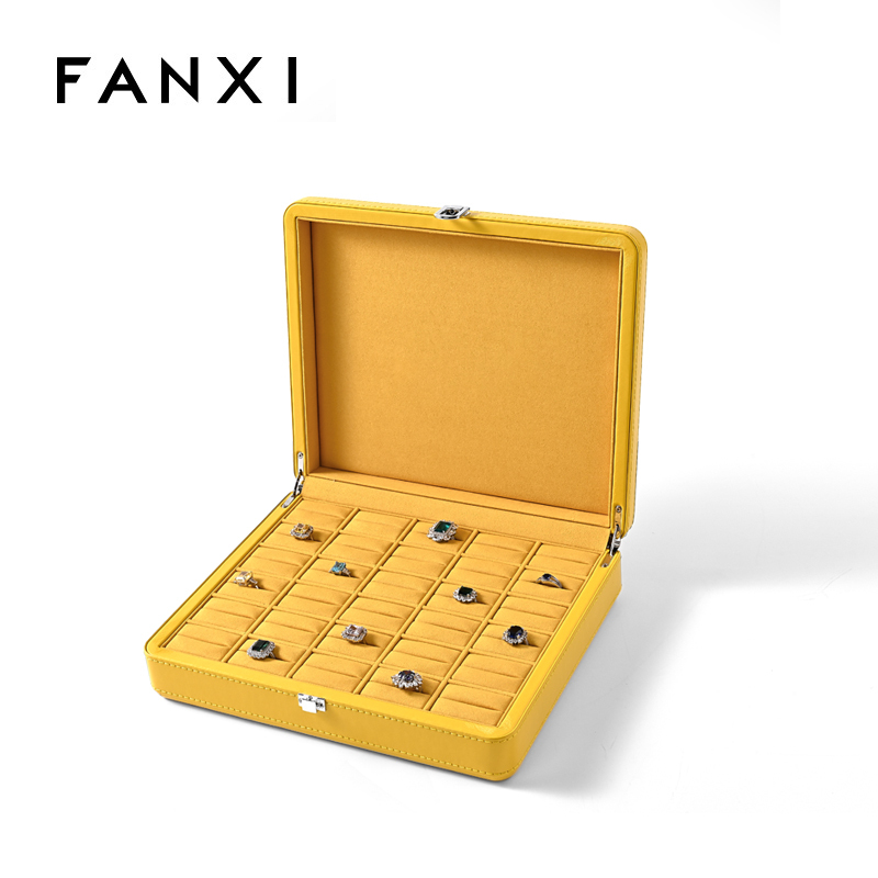 FANXI factory wholesale custom luxury PU microfiber necklace bracelet bangle pendant jewelry box