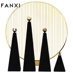 FANXI Newest Lanuched Ring Display Stand Black Microfiber High End Simple Ring Holder for Jewelry Stores