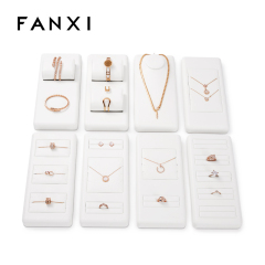 Fanxi New Arrival White Luxury Jewelry Display Cabinet For Ring Earring Long Chain Necklace Pendant Jewelry Display Sets