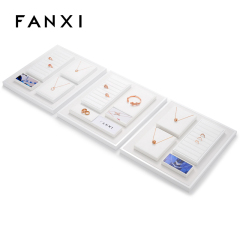 2023 New Model Luxury Jewelry Display Set Elegant White Jewellry Display for Exihibition with High End Mirco fiber