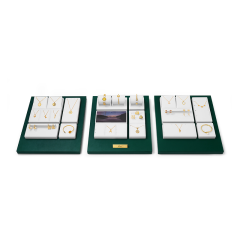 Factory Directly Sales Muntifuction Counter Jewellery Stands Jewelry Display Set With Luxury Green PU Leather