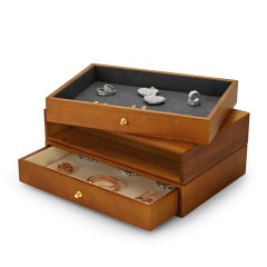 Fanxi New Arrival Actual Real Wooden Microfiber Gift Jewelry Box For Ring Pendant Necklace Bracelet Package