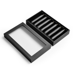 FANXI Classic Black Ring Display Packaging Box with Window For Jewelry Store With Custom Logo