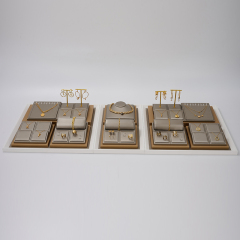 FANXI New Design PU Leather Jewelry Display Stand For Counter Showcase Ring Necklace Bracelet Displays Jewellery Display Set