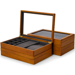 Fanxi China Custom Wooden Microfiber Jewelry Box Ring Earrings Bangle Necklace Packaging Box Jewelry Storage Case
