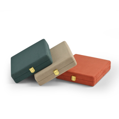 FANXI China Wholesale New Luxury Microfiber Jewellery Set Case with Golden Lock Ring Necklace Boxes Orange Jewelry Package