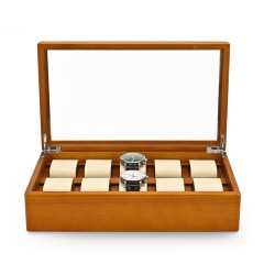 FANXI Custom OEM Jewelry Display Case For 10 Bangle Bracelet Showcase Solid Wood Watch Jewelry Case