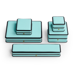 Fanxi Wholesale New Arrival Cyan Jewelry Ring Box with Black Stripe Custom Logo Luxury Wedding Ring Box