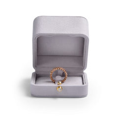 Fanxi New Wholesale Suede Jewellery Packaging Box Ring Necklace Boxes Light Grey Jewelry Packing Gift Box
