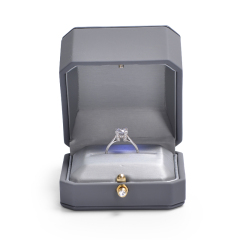 New Custom Luxury Octagonal Jewelry Box Custom Logo Pu leather Jewellery Packaging Box with LED light