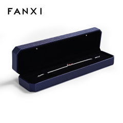 High Repurchasing Rate Long Bracelet Boxes PU Leather Jewellery Packaging Box Blue Jewelry Box with Custom Logo