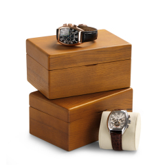 FANXI Custom Wood Travel Jewelry Cases With Microfiber Cushion For 2 Bangle Bracelet Display Solid Wood Luxury Storage Watch Box