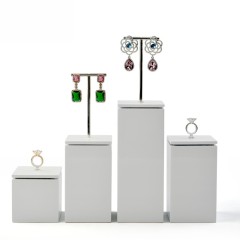FANXI Solid Wood White Luxury Jewelry Ring Earring Display Stand Holder With Silver Metal T-bar Display Stands