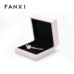 FANXI Cute Pink Pu Leather Jewelry Storage Box For Bracelet Gift Hold Boxes With Custom Logo Outer Box