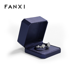 FANXI New Hot Blue PU Leather Bracelet Box Jewellery Packaging Box With LED Light Jewelry Gift set Packing Boxes