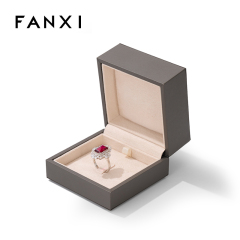 FANXI Classic Customized Leatherette Paper Jewelry Display Packing Box Eco-friendly Wedding Ring Earring Box
