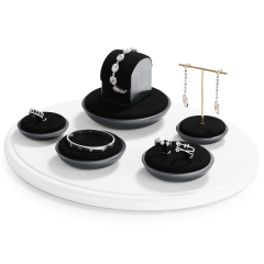 Fanxi New Arrival Jewelry Display Stands Microfi And Metal Luxury Ring Earring Necklace Shop Window Display Showcase Set