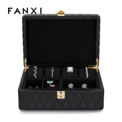 2023 New Custom Jewellery Cases Jewelry Travel Case Outside PU Leather Inside Velvet