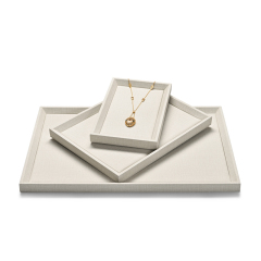 Fanxi China New Arrivals Elegant Texture Pu Leather Jewellery Trays For Ring Earring Necklace Jewelry Display Showcase Plates