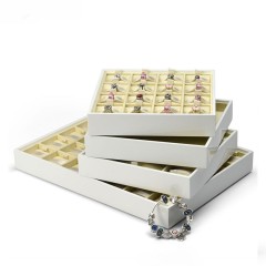 Fanxi Wholesale Custom Jewelry Display Show Case Wooden White Paint Jewelry Tray Creamy White Jewelry Bead Display Trays