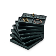 Fanxi Fashion Green Pu Leather Tray For Earring Ring Pendant Necklace Jewelry Free Combine Display Tray