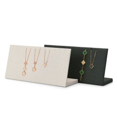 FANXI Factory Custom New Jewelry Shop Counter Display Beige PU Leather Jewelry Display Stand Earrings Pendant Jewellery Displays