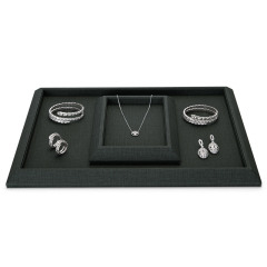 Fanxi Oem Custom Wholesale Classic Dark Grey Pu Leather Jewelry Displays Ring Earrings Pendant Bangle Watch Jewelry Trays