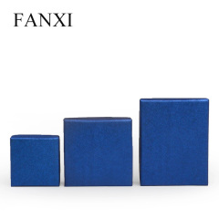 Fanxi Luxury Blue Paper Box Eco-friendly Jewelry Package Box with Custom Logo for Ring Pendant Earrings