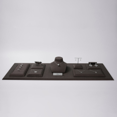 FANXI Newest Custom luxury jewelry Display plates with black pu leather for ring necklace Jewelry Window Display Sets