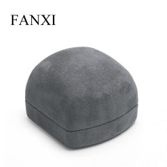 FANXI Custom High-end Luxury Dark Grey Microfiber Fabric Jewelry Box Packaging Elegant Gift Box for Jewelry Box