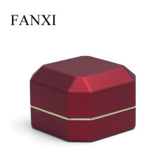 Fanxi Cutomized Shape New Custom Logo Jewelry Box Rubber Paint Luxury Red Wine Ring Box