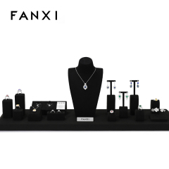 FANXI Present Bijoux Microfiber Black Luxury Jewellery Display Set Acrylic Jewelry Display Set