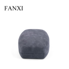FANXI Shaped Custom High-end Luxury Dark Grey Flannelette Fabric Jewelry Box Packaging Elegant Gift Box for Jewelry Box