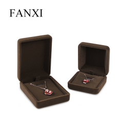 Fanxi Customize Logo Wire Drawing Brown Small Travel Acetate Trinket With Lid For Jewelry Box Packaging Luxury Necklace Ring Boxes