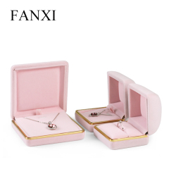 Fanxi Cheap Boxes Bracelet Bangle Box Pendant Necklace Jewellery Packaging Pink Velvet Jewelry Box