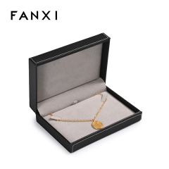 FANXI Factory Custom New Blue PU Leather and Microfiber Jewelry Display Pendant Charm Bead Dish Diamond Display Box