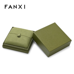 FANXI Most Popular Custom Microfiber Paper Jewelry Packaging Jewelry Box Velvet Ring Box Green Bracelet Boxes