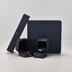 FANXI New Custom High-end Jewellery Packaging Box Ring Necklace Boxes Blackish Blue Luxury Pu Leather Jewelry Packing Box