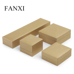 Fanxi Luxury Custom Logod Leatherette Paper Packagino Green Lid and Base Boxes Jewelry Necklace Ring Box