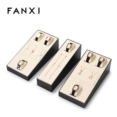 Fanxi Watch Display Dark Black Beige Microfiber Modern Professional Watch Display Stand