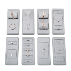 FANXI New Arrival High End Gray Jewelry Display Sets with Microfiber for Ring Necklace Jewelry Display Sets