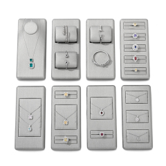 China Manufacturer 2023 Fanxi New Arrival Grey Color Counter PU Leather Jewelry Display Set for Various Jewellery